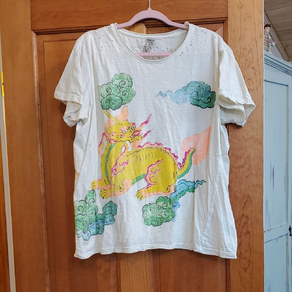 Magnolia Pearl Graphic Tee with Mythical Creature Design